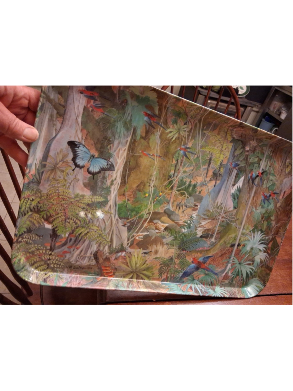 Vintage Melamine J.M. Walker Tropical Forest Tray 12" x 18" Made In Italy 1991